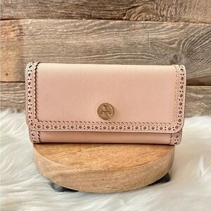 Tory Burch Pink Wallet with Gold Accents